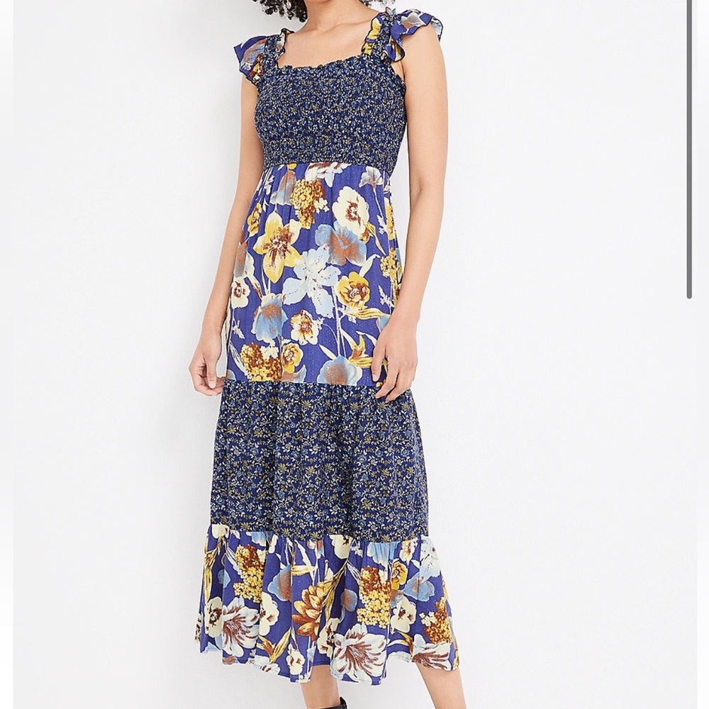 Blue Floral Midi Dress